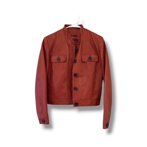 Margaret Godfrey Vintage Red Leather Jacket Women's Size 10 VTG Michael Jackson